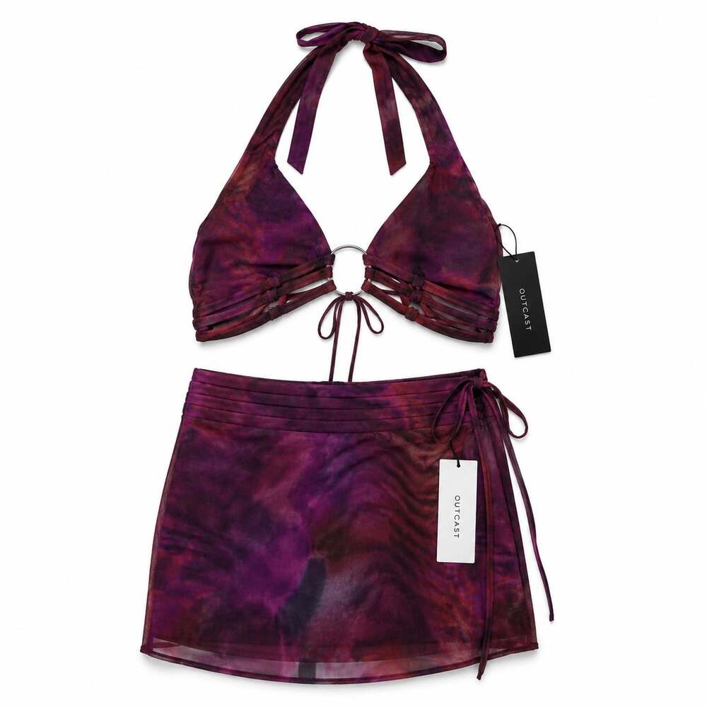 Outcast Cosmo Purple 2-Piece Set XS NWT – Halter O-Ring Top + Mini Skirt